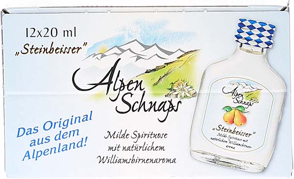 Alpenschnaps 0,02 Liter Steinbeisser 12 Williamsbirne 35 % x