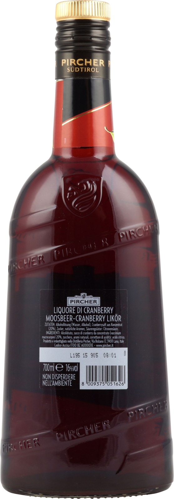 Pircher Cranberry Likör 700 ml 16 % Vol.