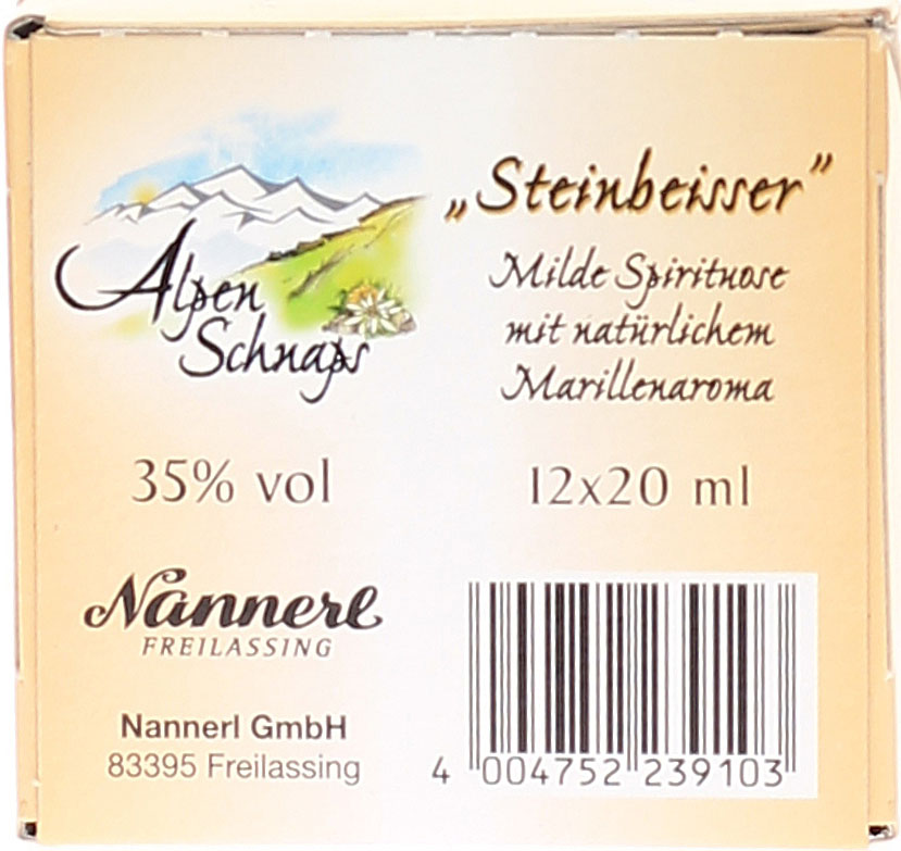 0,02l 12 x Alpenschnaps 35% Steinbeisser Marille mit